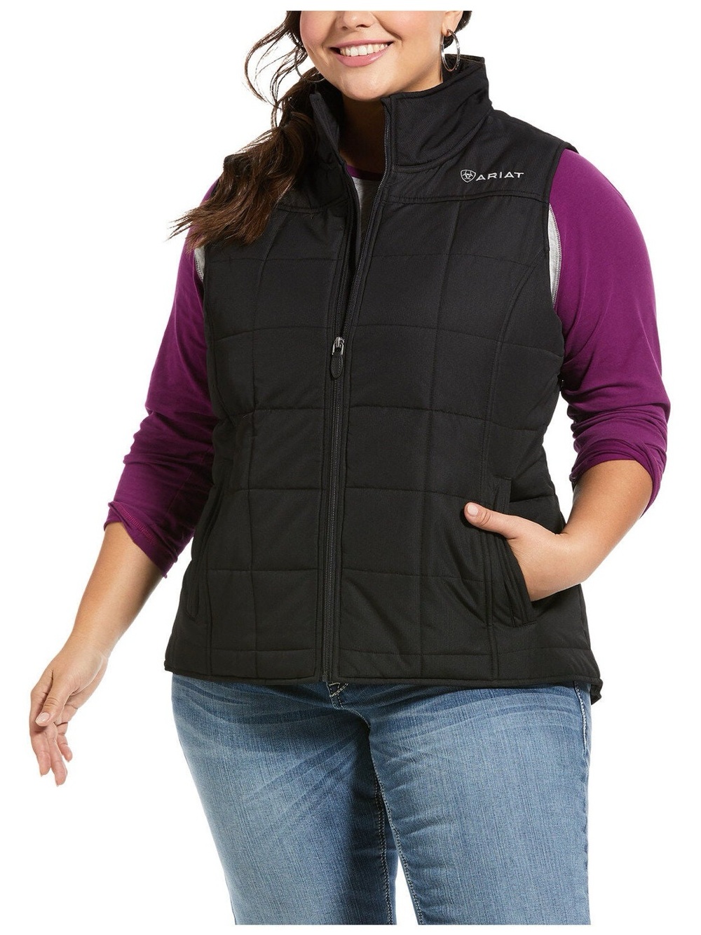 Ariat Black crius insulated vest Quilted Zip-Front Women's Vest